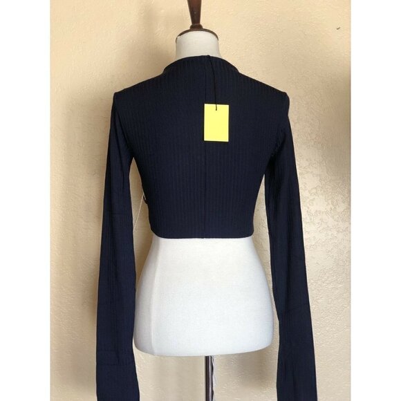 Noe Undergarments Navy Blue Ribbed Crop Top - Picture 10 of 10